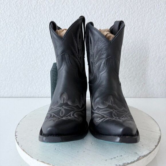 NEW Lane LEXINGTON Womens Cowboy Bootie 9.5 Black Leather Western Cowgirl Boots - Picture 4 of 10